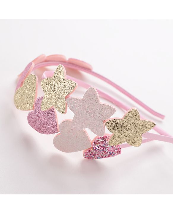 Babyhug Hair Bands Embellished Hearts and Stars Pack of 2- Multicolor