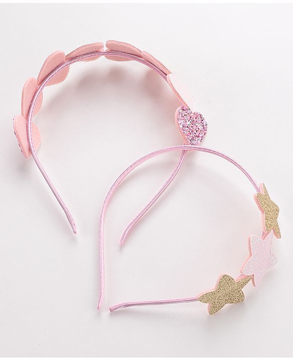 Babyhug Hair Bands Embellished Hearts and Stars Pack of 2- Multicolor