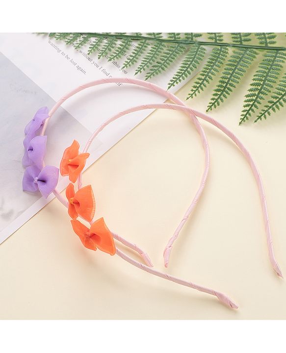 Babyhug Hair Bands With Bows Attached Pack of 2- Purple & Orange