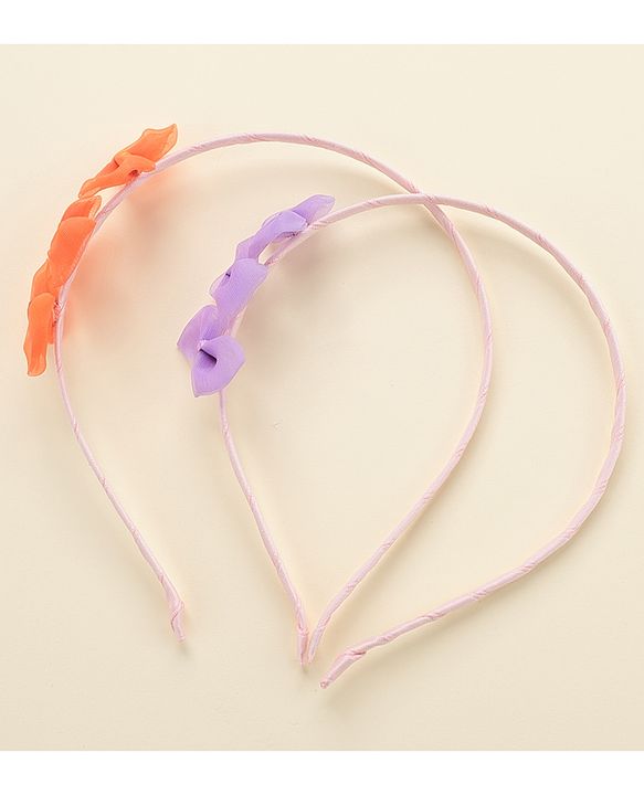 Babyhug Hair Bands With Bows Attached Pack of 2- Purple & Orange