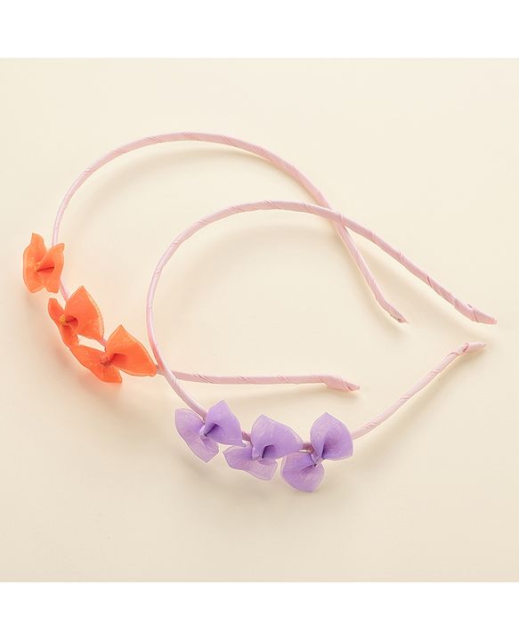 Babyhug Hair Bands With Bows Attached Pack of 2- Purple & Orange