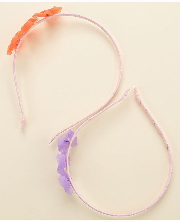 Babyhug Hair Bands With Bows Attached Pack of 2- Purple & Orange