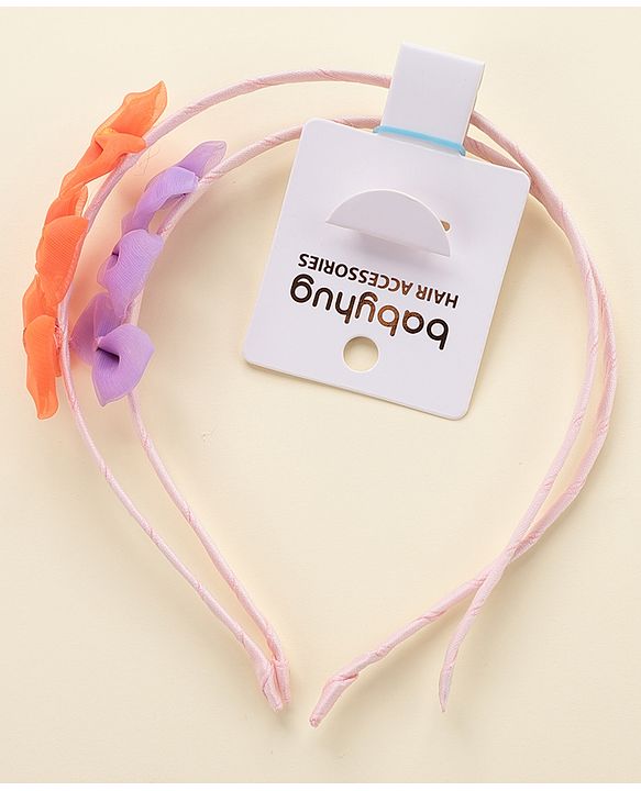 Babyhug Hair Bands With Bows Attached Pack of 2- Purple & Orange