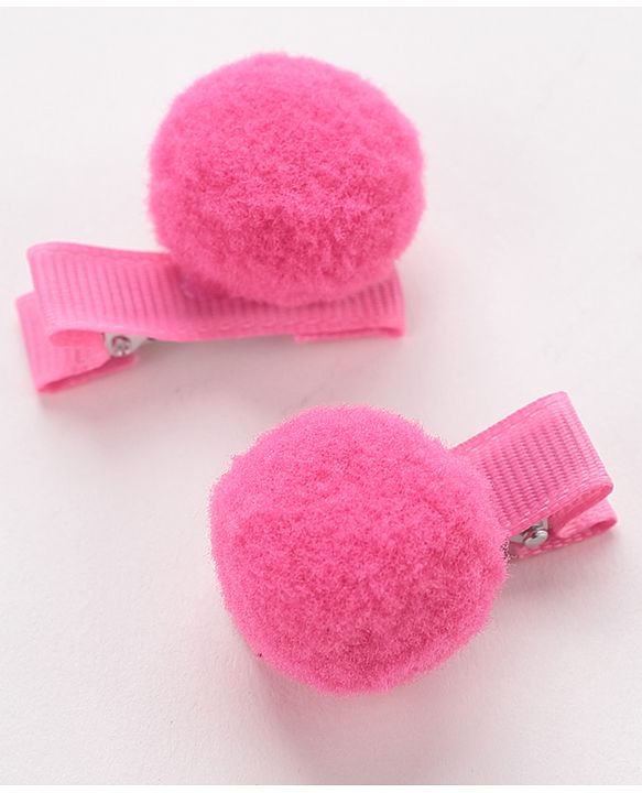 Babyhug Hair Clips With Pom Pom Applique Pack of 6 Pairs - Multicolor