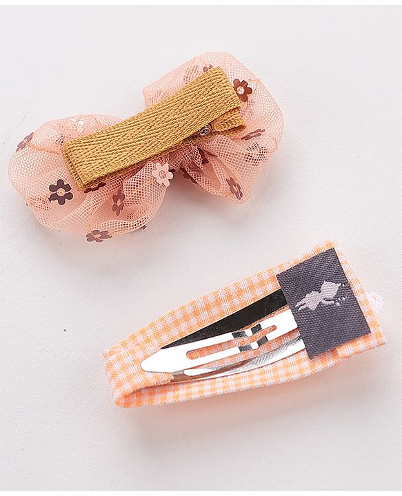 Babyhug Hair Pins And Clips Sequin Detailing Set of 2-  Peach