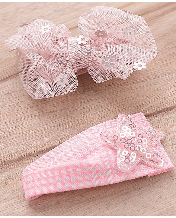 Babyhug Hair Pins And Clips Sequin Detailing Set of 2-  Pink