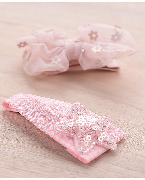 Babyhug Hair Pins And Clips Sequin Detailing Set of 2-  Pink