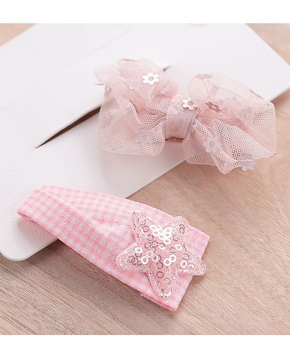 Babyhug Hair Pins And Clips Sequin Detailing Set of 2-  Pink