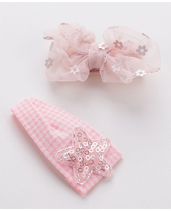 Babyhug Hair Pins And Clips Sequin Detailing Set of 2-  Pink
