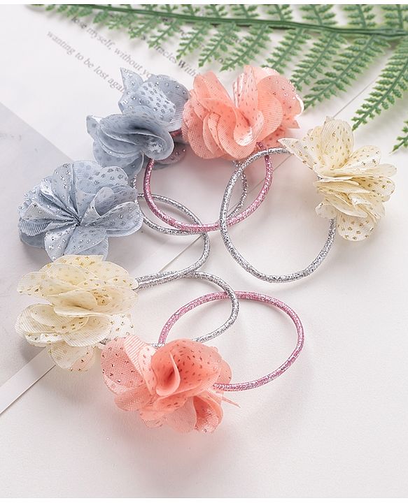Babyhug Flower Applique Rubber Bands Pack of 6 - Multicolor