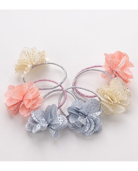 Babyhug Flower Applique Rubber Bands Pack of 6 - Multicolor