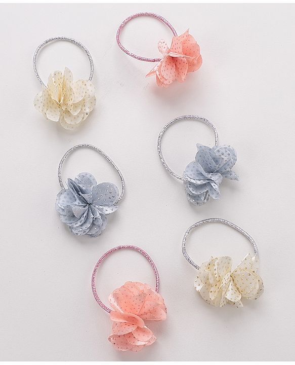 Babyhug Flower Applique Rubber Bands Pack of 6 - Multicolor
