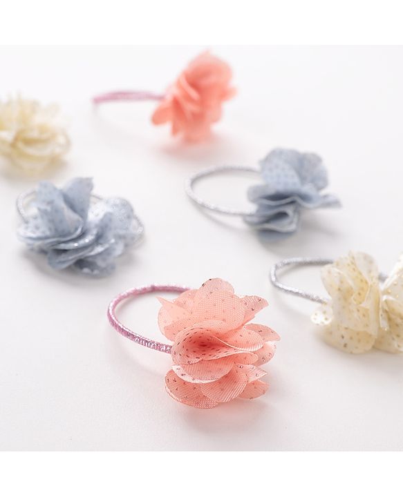 Babyhug Flower Applique Rubber Bands Pack of 6 - Multicolor