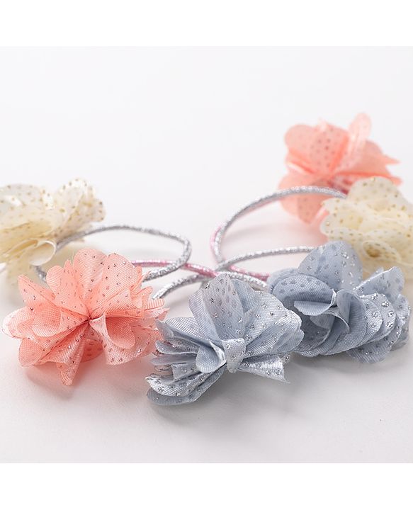 Babyhug Flower Applique Rubber Bands Pack of 6 - Multicolor