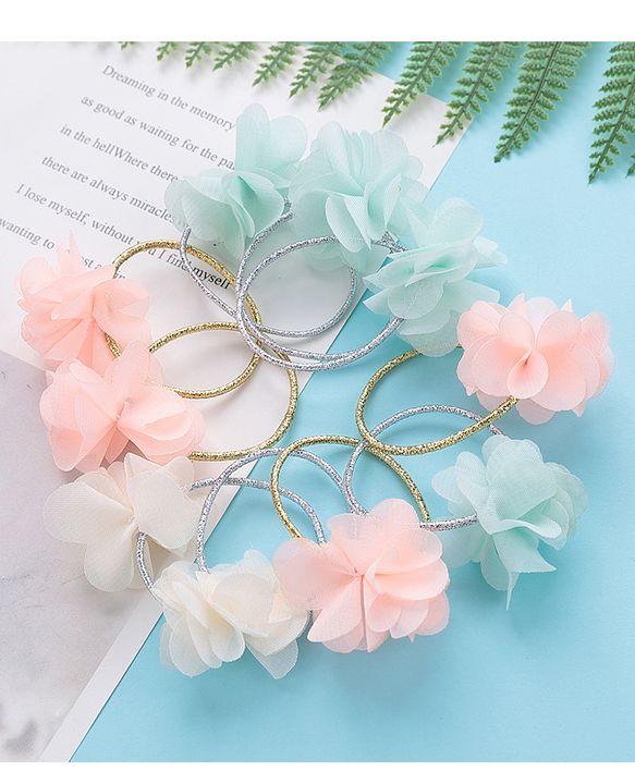 Babyhug Flower Applique Rubber Bands Pack of 10 - Multicolor
