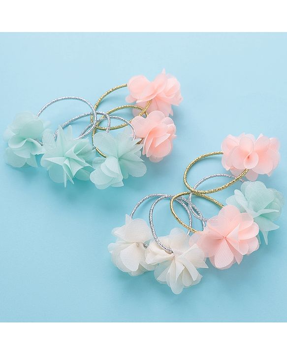 Babyhug Flower Applique Rubber Bands Pack of 10 - Multicolor
