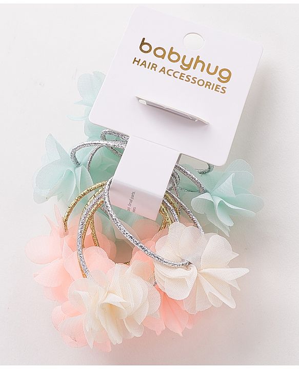 Babyhug Flower Applique Rubber Bands Pack of 10 - Multicolor