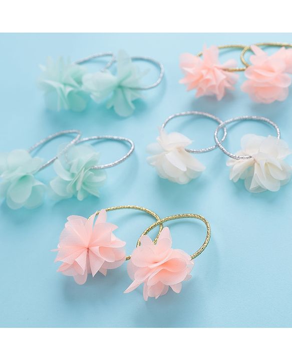 Babyhug Flower Applique Rubber Bands Pack of 10 - Multicolor