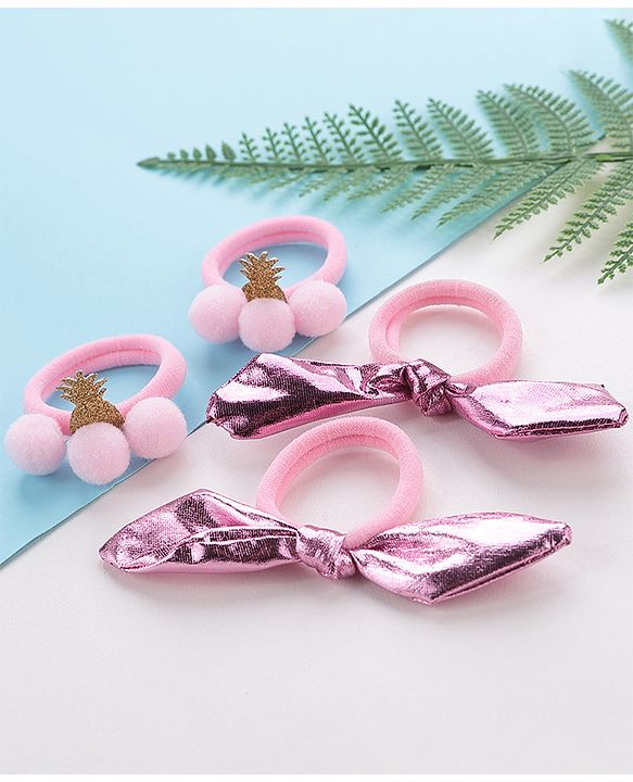 Babyhug Free Size Rubber Bands Set of 4 - Pink