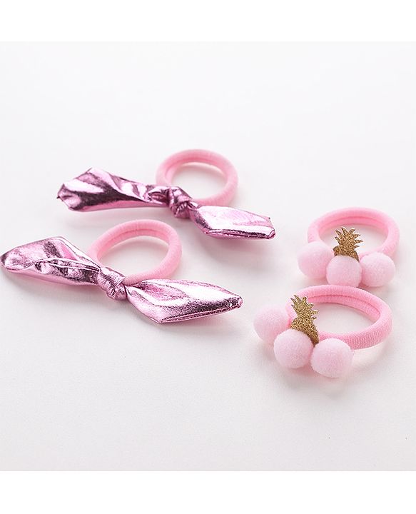 Babyhug Free Size Rubber Bands Set of 4 - Pink