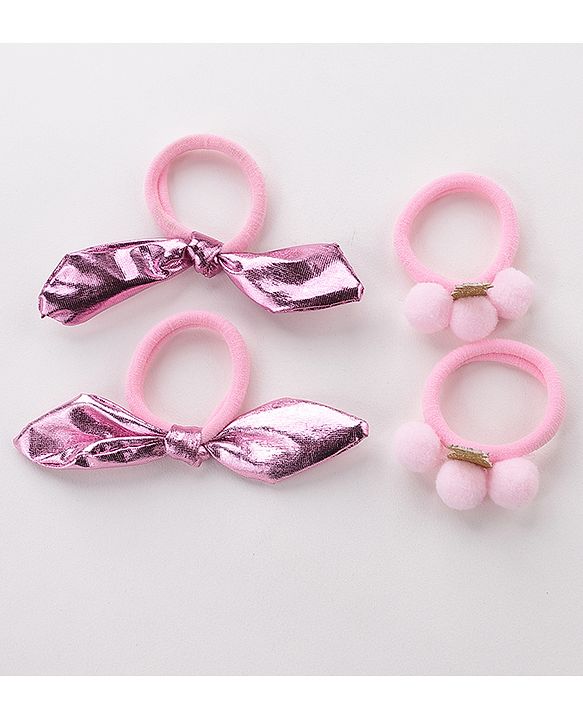 Babyhug Free Size Rubber Bands Set of 4 - Pink