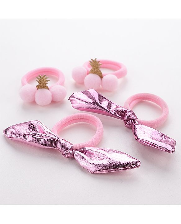 Babyhug Free Size Rubber Bands Set of 4 - Pink
