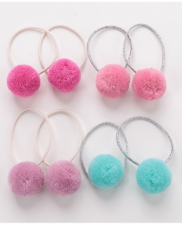 Babyhug Rubber Bands & Scrunchies Set of 8- Multicolor
