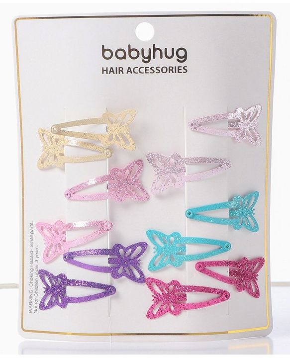 Babyhug Butterfly Snap Clips Pack of 12 - Multicolor