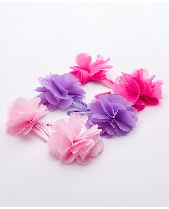 Babyhug Flower Applique Snap Clips Pack of 6 - Multicolor