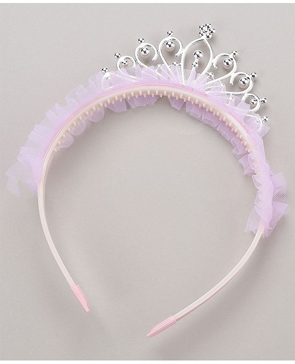 Pine Kids Frilled Hair Band With Crown Applique - Purple