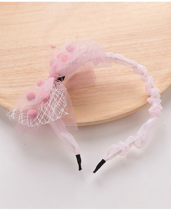 Pine Kids Hair Band With Bow - Pink