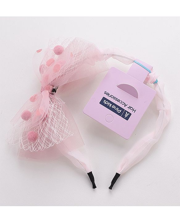 Pine Kids Hair Band With Bow - Pink