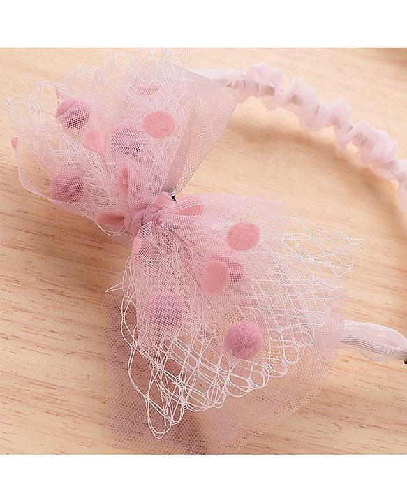 Pine Kids Hair Band With Bow - Pink