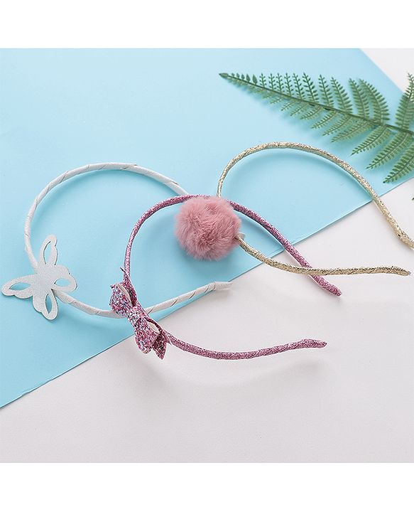 Pine Kids Glitter Hair Bands with Bow Pack of 3 - Multicolor