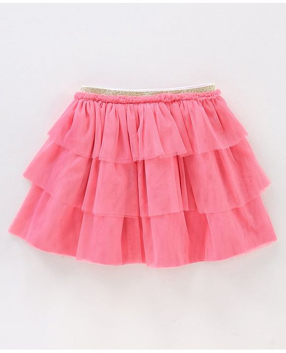 Babyhug Half Sleeves Printed Tops and Skirt - Blue Pink
