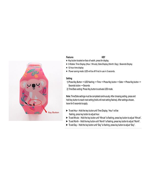 Babyhug Free Size Digital Watch Animal Design - Multicolour