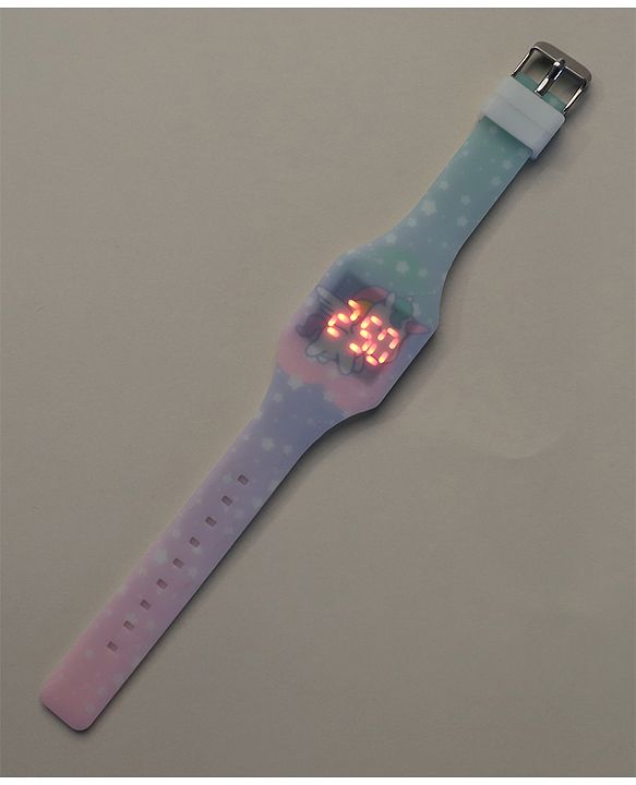 Babyhug Free Size Digital Watch Unicorn Design - Multicolour