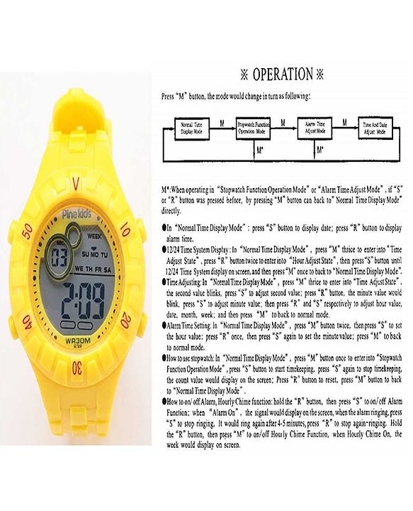 Pine Kids Digital Watch - Yellow