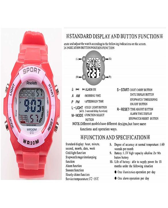 Pine Kids Digital Watch - Red