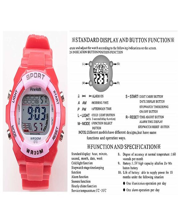 Pine Kids Digital Watch - Red