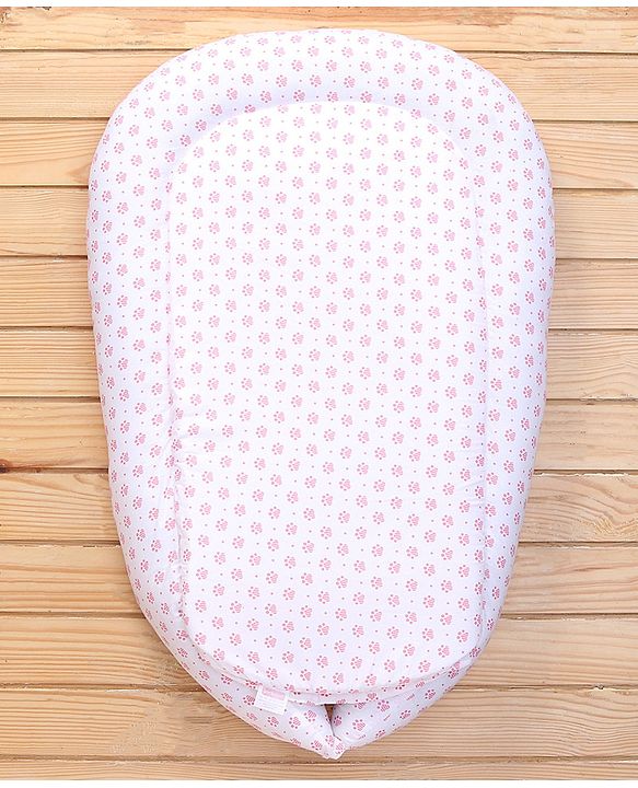 Babyhug Premium 3 Piece Nest Gadda Set With Diaper Changing Mat in Kitty Print - Pink