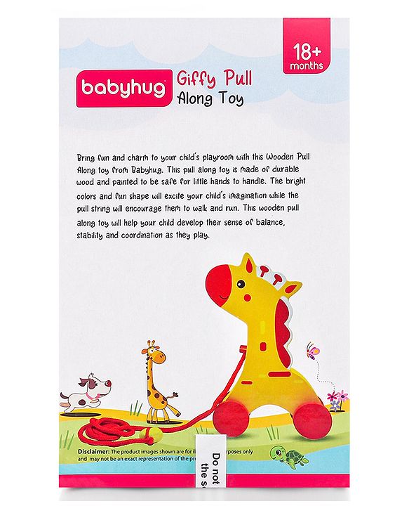 Babyhug Wooden Giraffe Pull-Along Toy | Non-Toxic Walker Toy for Babies | Encourages Early Walking, Balance & Coordination | Safe & Durable | Ideal Birthday Gift | Blue | BIS Certified