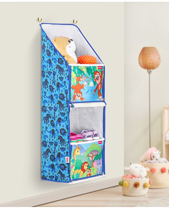 Babyhug Multipurpose Foldable Hanging Organizer Jungle Baby Print - Blue