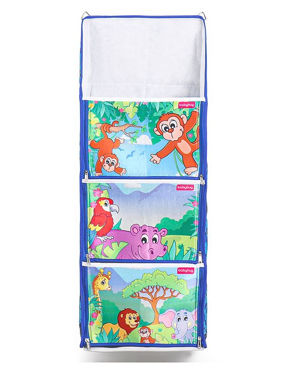 Babyhug Multipurpose Foldable Hanging Organizer Jungle Baby Print - Blue