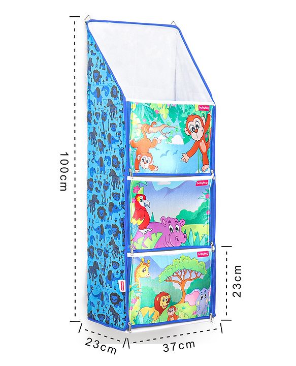 Babyhug Multipurpose Foldable Hanging Organizer Jungle Baby Print - Blue