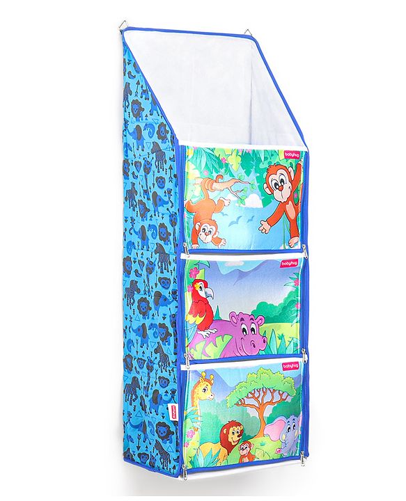 Babyhug Multipurpose Foldable Hanging Organizer Jungle Baby Print - Blue
