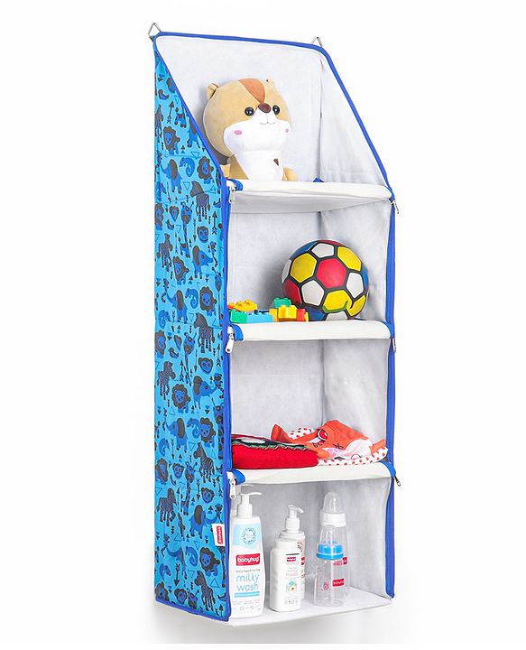 Babyhug Multipurpose Foldable Hanging Organizer Jungle Baby Print - Blue