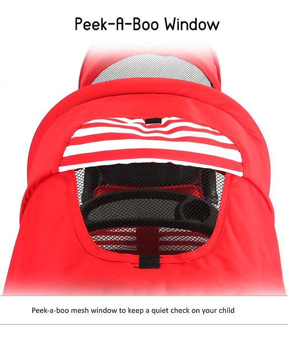 Babyhug Twinster Easy Foldable Twin Stroller with Adjustable Legrest - Red