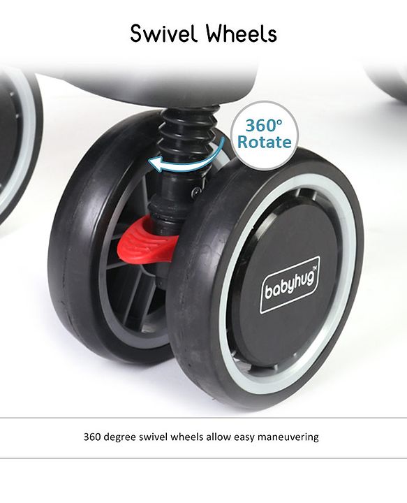 Babyhug Twinster Easy Foldable Twin Stroller with Adjustable Legrest - Red