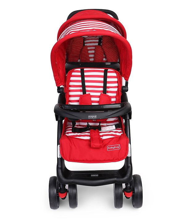 Babyhug Twinster Easy Foldable Twin Stroller with Adjustable Legrest - Red